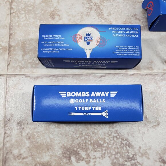 8 B52 Bomber Distance Golf Balls w/ 3 Turf Tees White Zero Friction Partial Pack - Picture 6 of 8